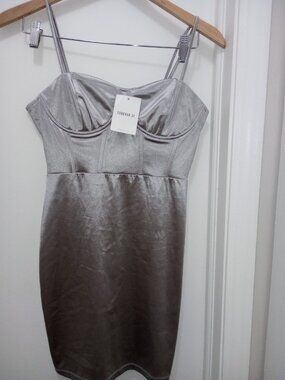 Forever 21 Silver Bodycon Corset Women Dress size M